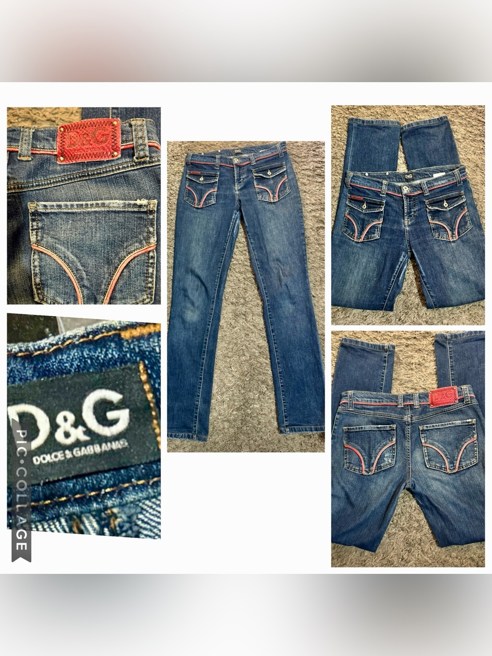 Dolce & Gabbana Blue Straight-Leg Jeans with Red Trim